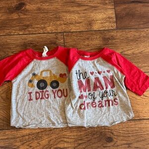Toddler Red Sleeve Graphic Tee - 'I Dig You' & 'The Man of Your Dreams'